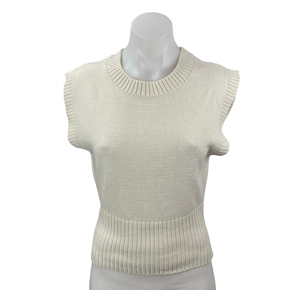 Freshman 1996 Women's Cream Sleeveless Crew Neck Tank Vest Sweater Top Size M